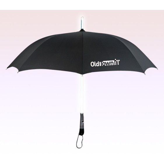 46 inch LED Lighted Custom Printed Logo Umbrella w/ Black Color
