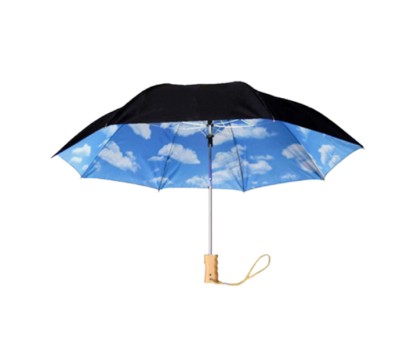 Black & Sky Blue 46 inch Auto-Open Large Clouds and Sky Folding Umbrella