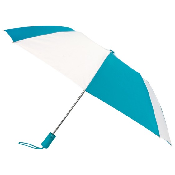 Custom Teal & White 43 inchWind Logo Imprinted Umbrellas 