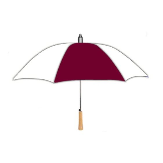 Personalized Burgundy & White 48 inch Arc Drip Catcher Auto - Open Umbrellas