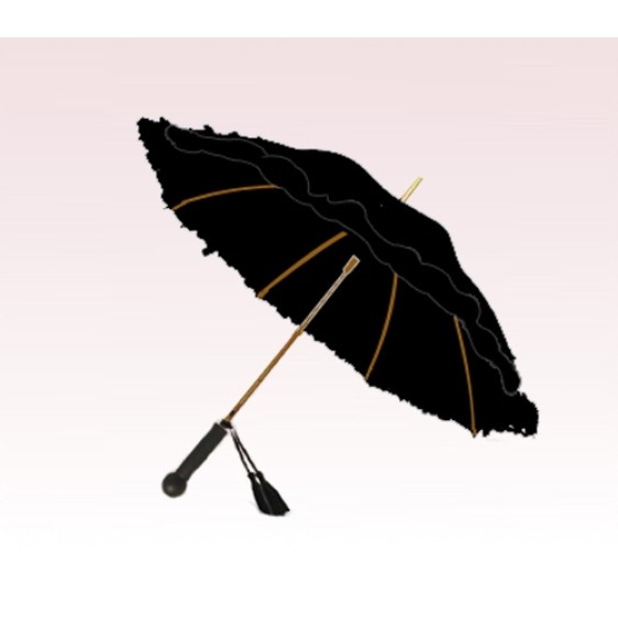 Personalized Black 46 inch Arc Floral Ladies Ruffles Style Fashion Umbrella