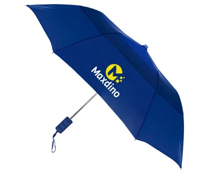 Navy Blue 42 inch Arc Windproof Vented Auto-Open Folding Umbrellas