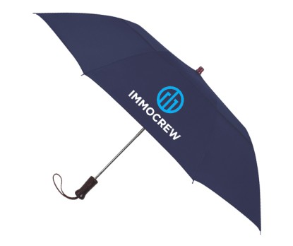 Personalized Navy  Blue 44 inch Arc Telescopic Folding Wooden Handle Umbrellas
