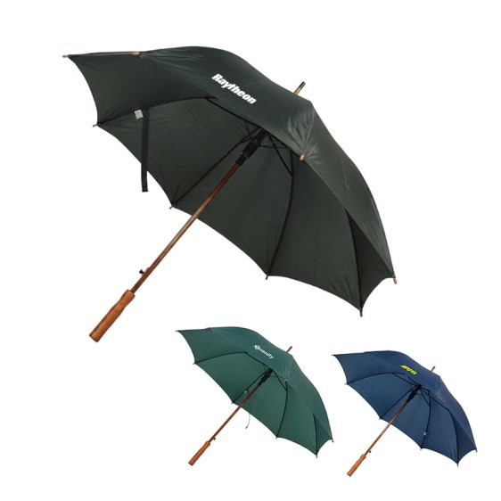 48 Inch Arc Custom Upgraded Auto Open Straight Umbrellas with Wood Shaft