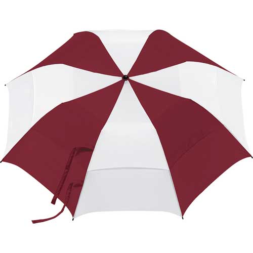 Customized Burgundy & White 58 inchArc Vented Golf Umbrellas